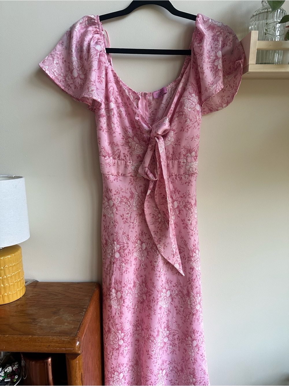 Pink Floral Tie-Front Women’s Dress